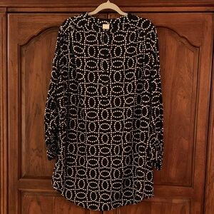 H & M Women’s Black and White Design Long Sleeve Blouse Size XL